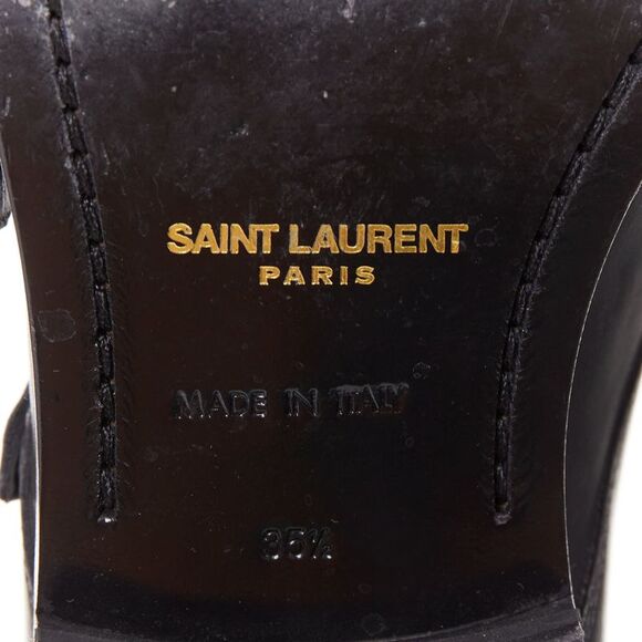SAINT LAURENT black leather silver buckle double monk strap oxford shoes EU35.5 - Picture 10 of 10
